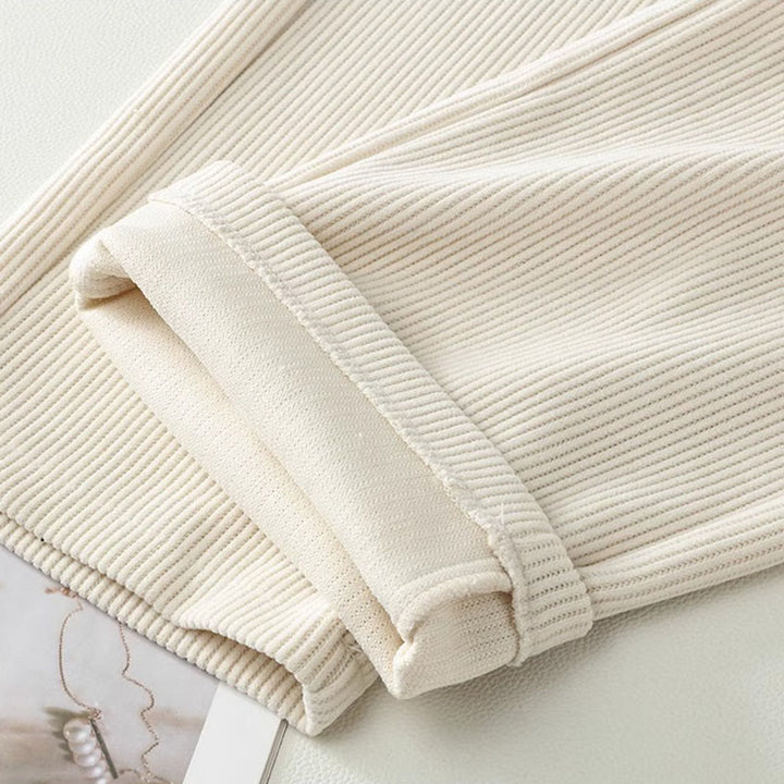 Spodnie damskie z szerokimi nogawkami i kieszeniami, z bawełny sztruksowej, z motywem Buddha Stones, zimowe, z prostymi nogawkami i kieszeniami - image 4