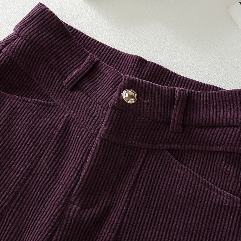 Spodnie damskie z szerokimi nogawkami i kieszeniami, z bawełny sztruksowej, z motywem Buddha Stones, zimowe, z prostymi nogawkami i kieszeniami - image 7