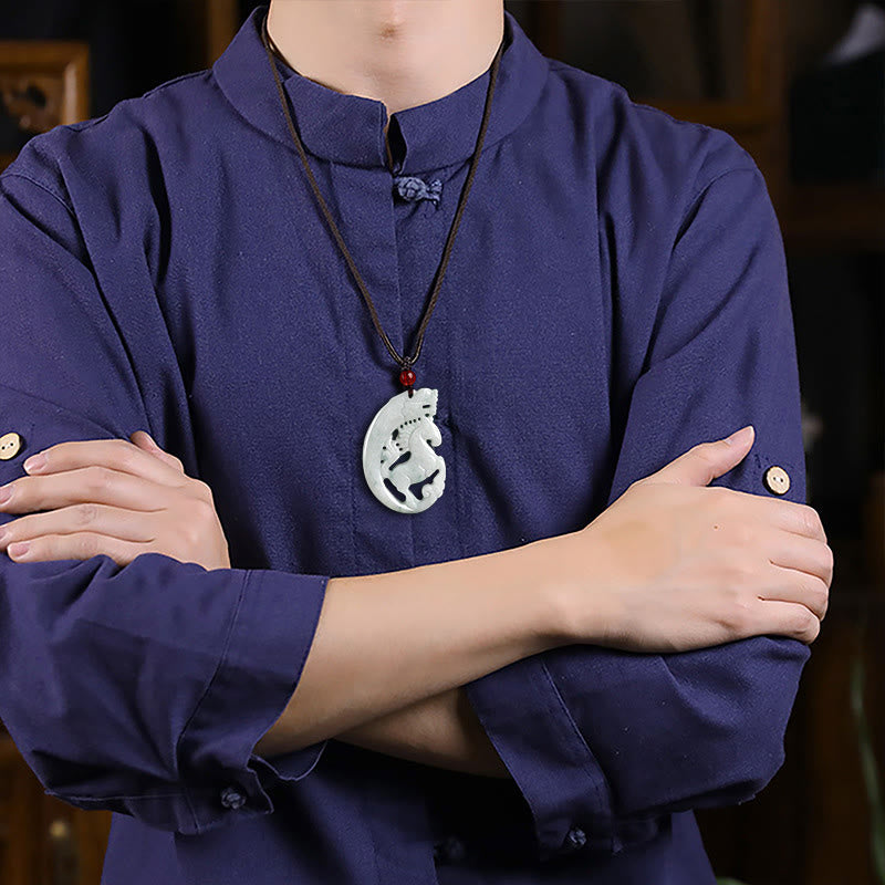 Naszyjnik z Buddha Stones, rokiem konia i smoka, z wisiorkiem na sznurku, symbolizującym dobrobyt - image 6