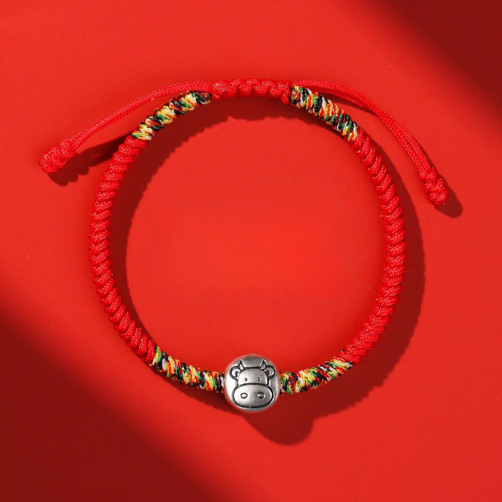 Bransoletka pleciona z Buddha Stones ze srebra próby 999, chińskiego zodiaku, roku konia, z czerwonego sznurka, o dużej wytrzymałości - Wół Czerwony Sznurek - image 20