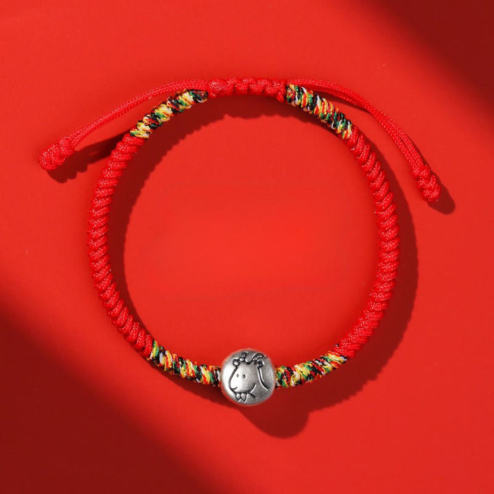 Bransoletka pleciona z Buddha Stones ze srebra próby 999, chińskiego zodiaku, roku konia, z czerwonego sznurka, o dużej wytrzymałości - Koza Czerwony Sznurek - image 25