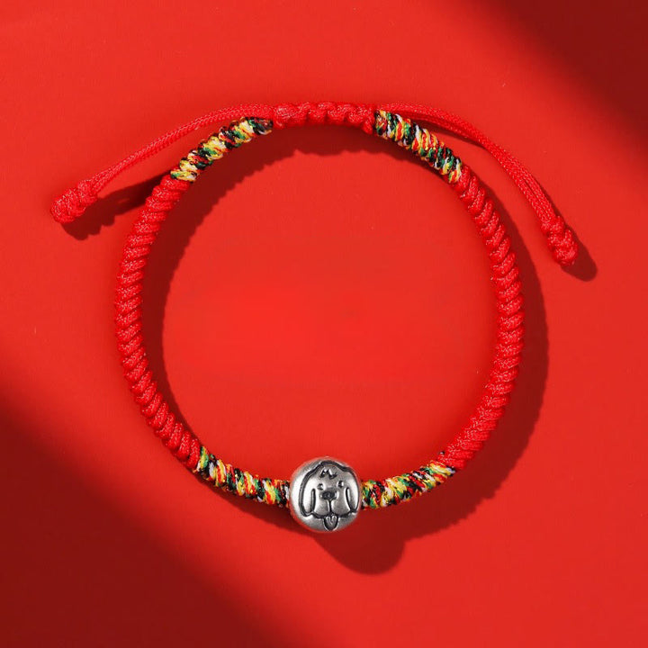 Bransoletka pleciona z Buddha Stones ze srebra próby 999, chińskiego zodiaku, roku konia, z czerwonego sznurka, o dużej wytrzymałości - Pies Czerwony Sznurek - image 28