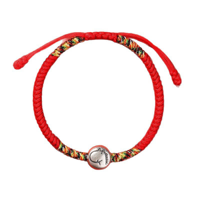 Bransoletka pleciona z Buddha Stones ze srebra próby 999, chińskiego zodiaku, roku konia, z czerwonego sznurka, o dużej wytrzymałości - image 13