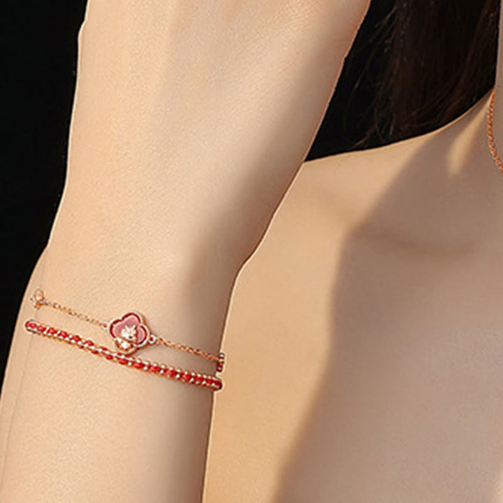 Bransoletka z Buddha Stones ze srebra próby 925, Rok Konia, czerwony agat, jadeit hetian, dodający pewności siebie - image 4