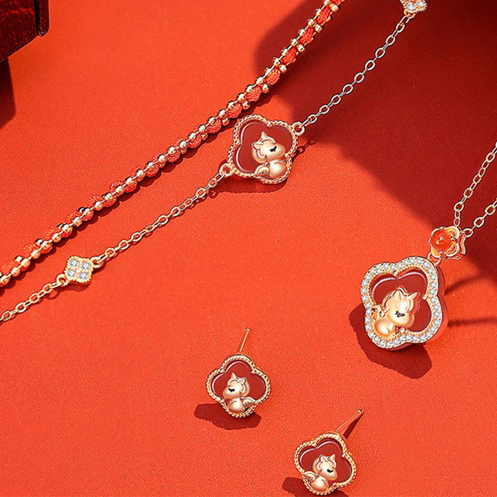 Bransoletka z Buddha Stones ze srebra próby 925, Rok Konia, czerwony agat, jadeit hetian, dodający pewności siebie - image 3