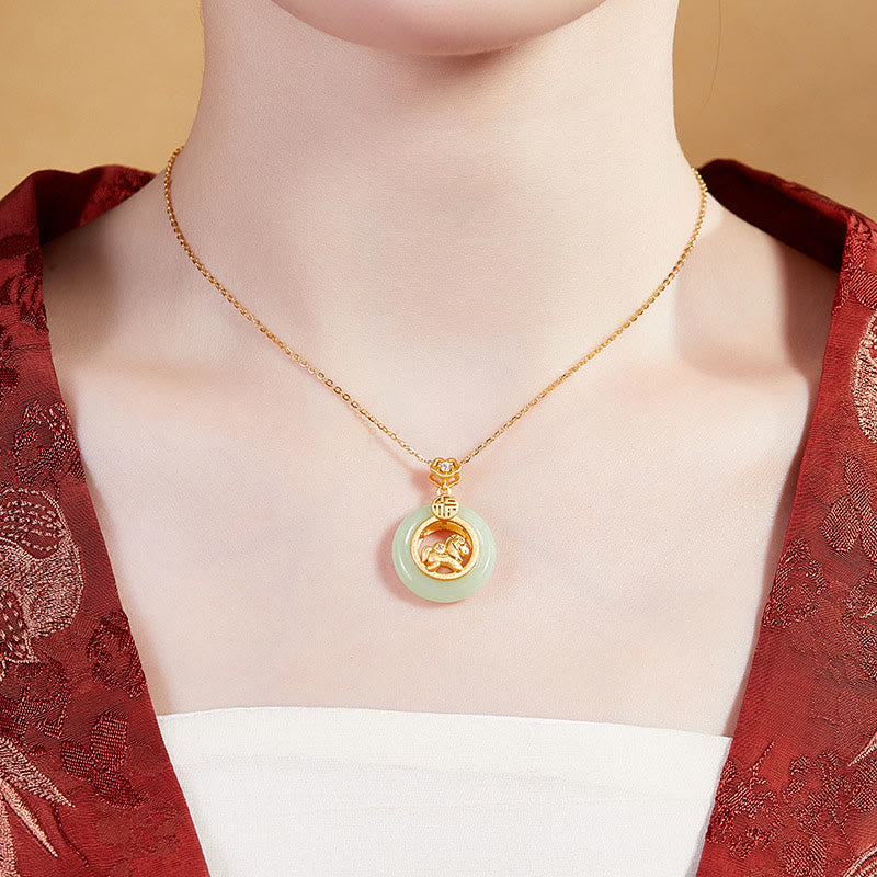 Naszyjnik z Buddha Stones ze srebra próby 925, Rok Konia, Jadeit Hetian, klamra pokoju, wisior na szczęście - image 10