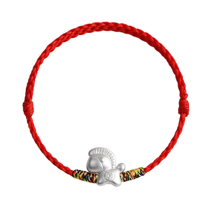 Bransoletka na kostkę z Buddha Stones, Rok Konia, srebro próby 999, pleciony sznurek szczęścia - image 17