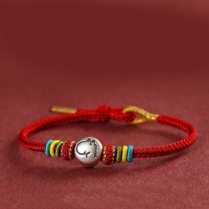 Bransoletka wiary z Buddha Stones, Rok Konia, srebro próby 999, pleciona na czerwonym sznurku - Czerwony (obwód nadgarstka 14-18 cm) - image 10