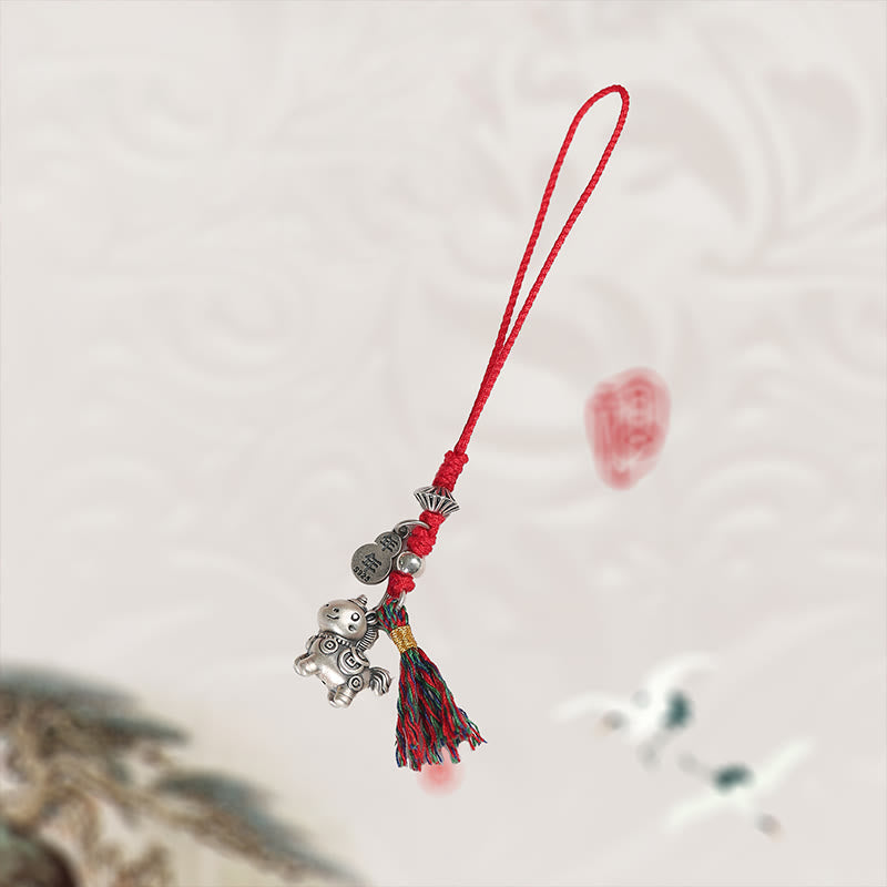 Buddha Stones Rok Konia Srebro próby 999 Miedziane monety na szczęście Dekoracja do telefonu - image 4