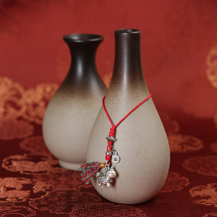 Buddha Stones Rok Konia Srebro próby 999 Miedziane monety na szczęście Dekoracja do telefonu - image 3