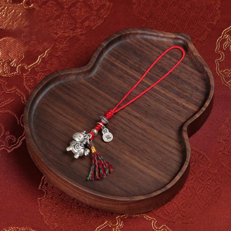 Buddha Stones Rok Konia Srebro próby 999 Miedziane monety na szczęście Dekoracja do telefonu - image 2