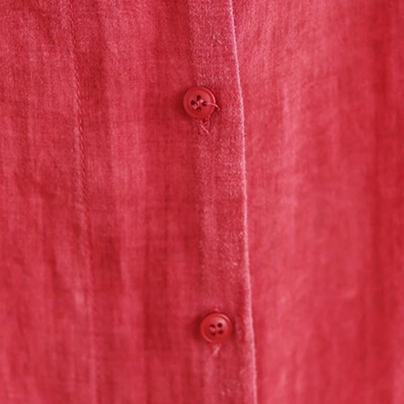 Koszula damska bawełniana z długim rękawem i nieregularnym wzorem "Buddha Stones" z guzikami - image 7