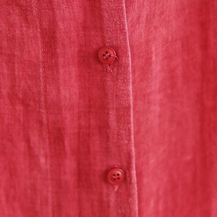 Koszula damska bawełniana z długim rękawem i nieregularnym wzorem "Buddha Stones" z guzikami - image 7