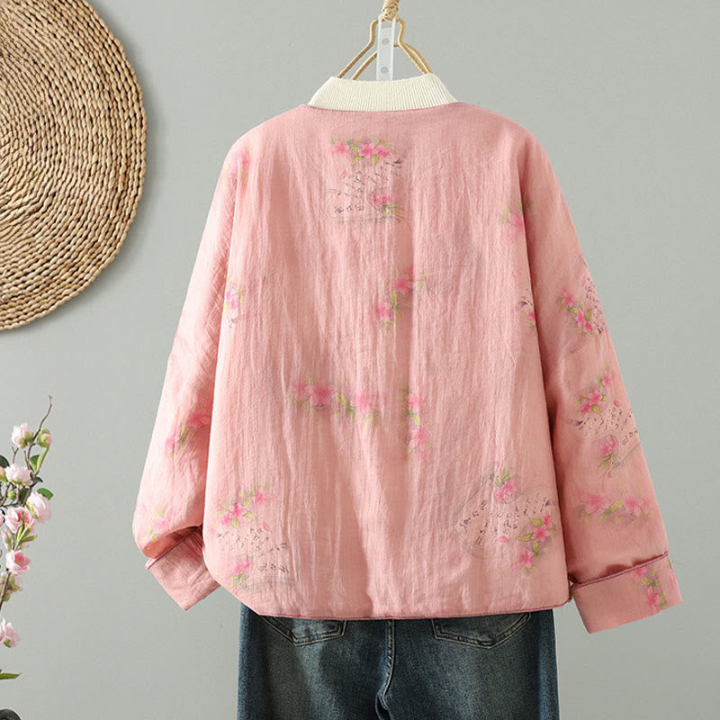 Kurtka damska z długim rękawem, bawełnianą podszewką i kieszeniami, z nadrukiem "Buddha Stones" - image 1