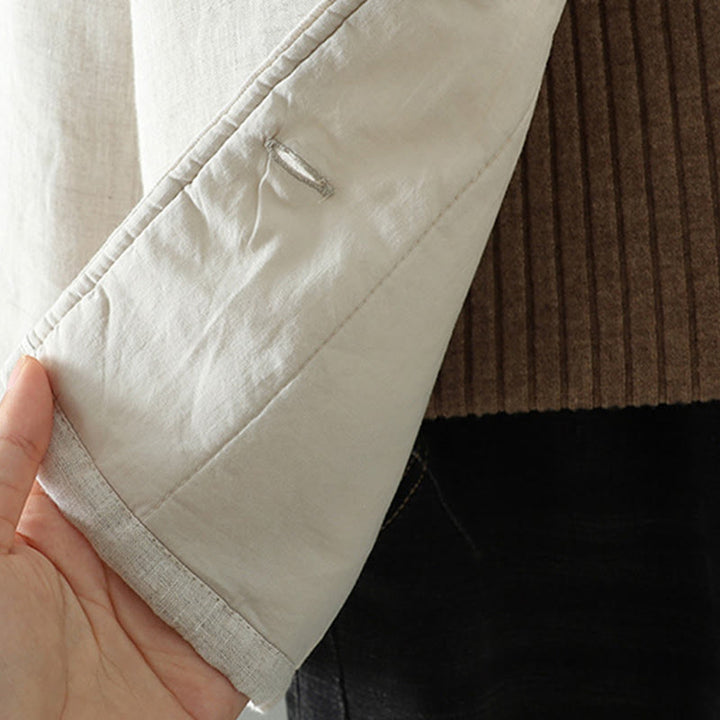 Kurtka damska z długim rękawem i kieszeniami z bawełny Buddha Stones Casual Guziki - image 5