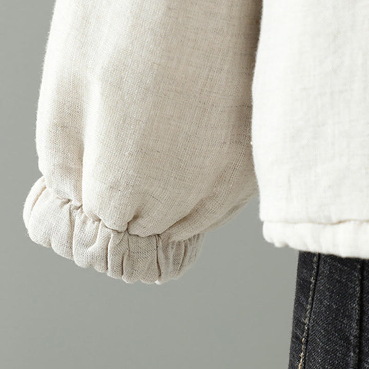 Kurtka damska z długim rękawem i kieszeniami z bawełny Buddha Stones Casual Guziki - image 6