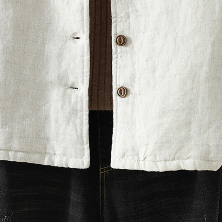 Kurtka damska z długim rękawem i kieszeniami z bawełny Buddha Stones Casual Guziki - image 9