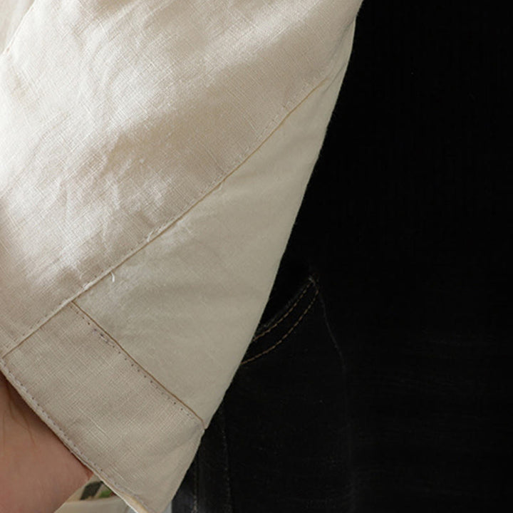 Kurtka damska z długim rękawem, bawełniana, z haftem kwiatów Buddha Stones , z kieszeniami - image 6