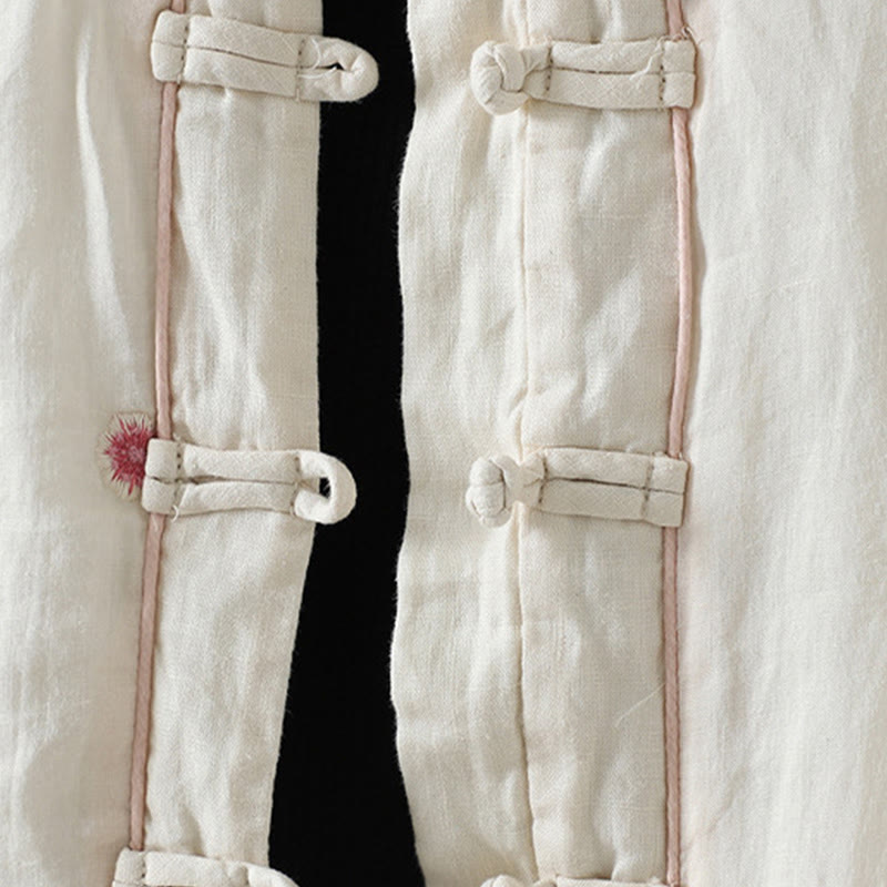 Kurtka damska z długim rękawem, bawełniana, z haftem kwiatów Buddha Stones , z kieszeniami - image 8