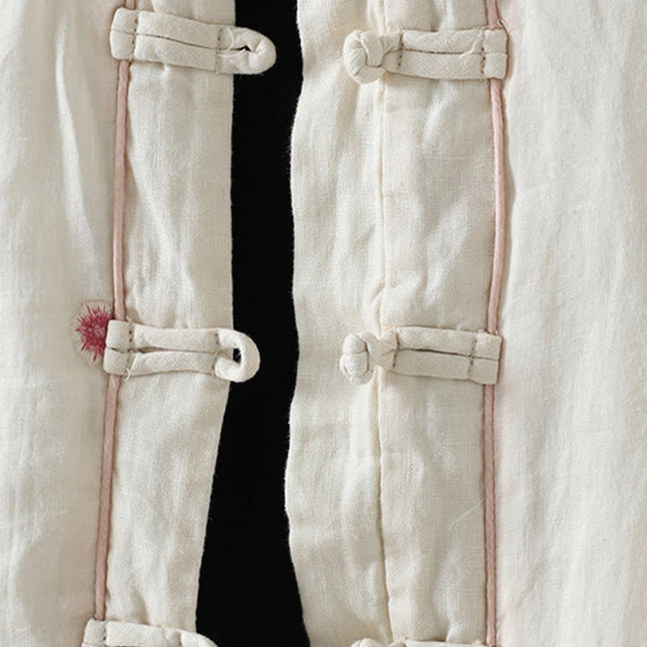 Kurtka damska z długim rękawem, bawełniana, z haftem kwiatów Buddha Stones , z kieszeniami - image 8