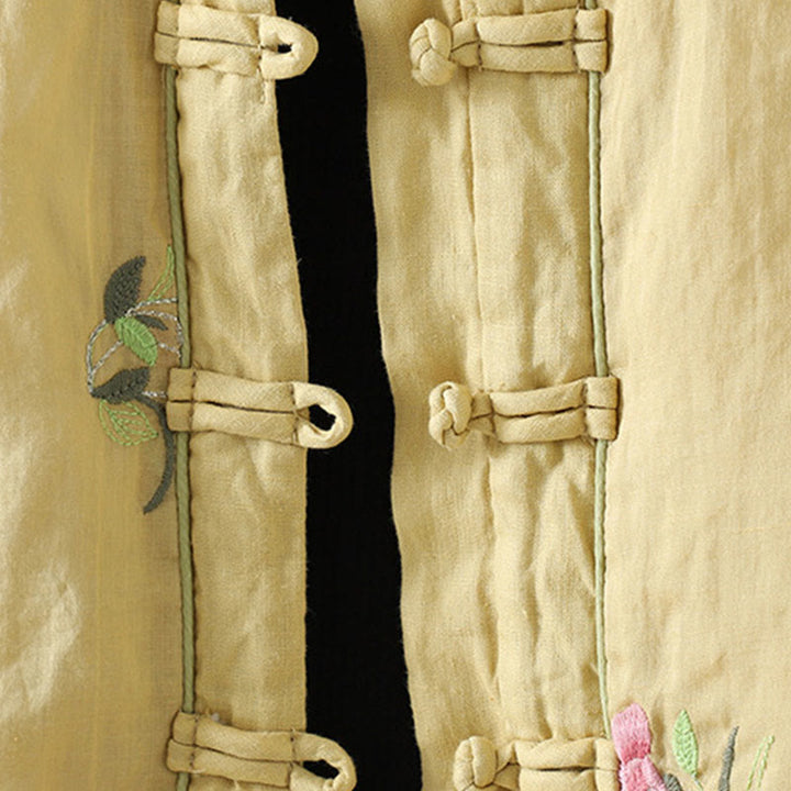 Kurtka damska z długim rękawem, bawełniana, z haftem kwiatów Buddha Stones , z kieszeniami - image 14