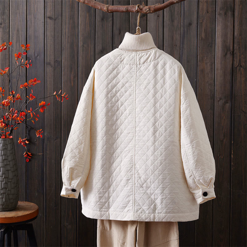 Kurtka damska z długim rękawem i kieszeniami z bawełny Buddha Stones w jednolitym kolorze - image 3