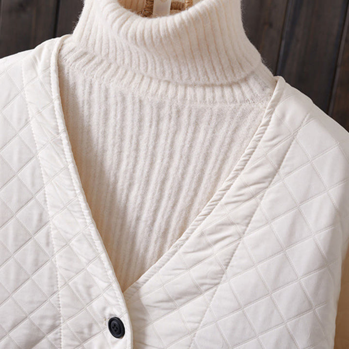 Kurtka damska z długim rękawem i kieszeniami z bawełny Buddha Stones w jednolitym kolorze - image 4