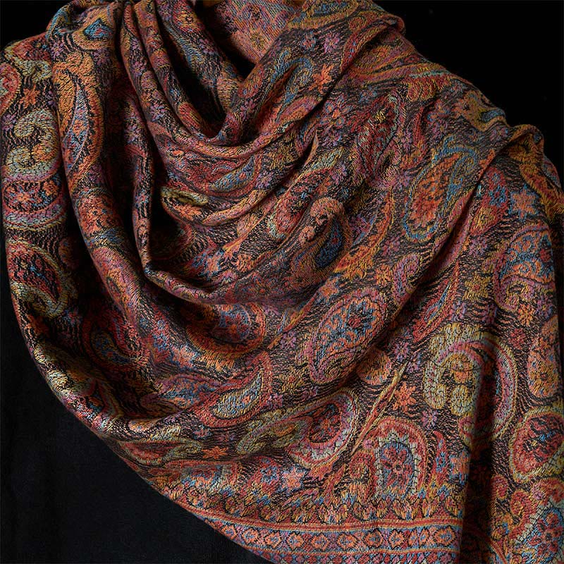 Buddha Stones Wiosenny Fioletowy Szal z Kwiatem Nerkowca Wzór Chwost Miękki Szal - image 4