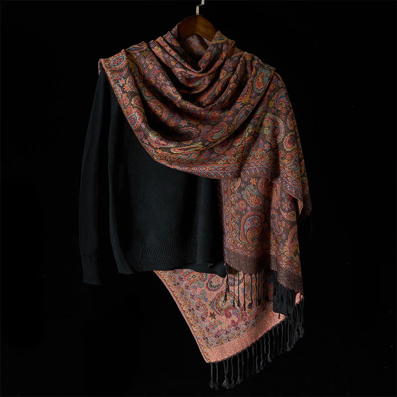 Buddha Stones Wiosenny Fioletowy Szal z Kwiatem Nerkowca Wzór Chwost Miękki Szal - image 1