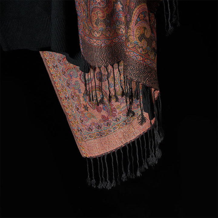 Buddha Stones Wiosenny Fioletowy Szal z Kwiatem Nerkowca Wzór Chwost Miękki Szal - image 6