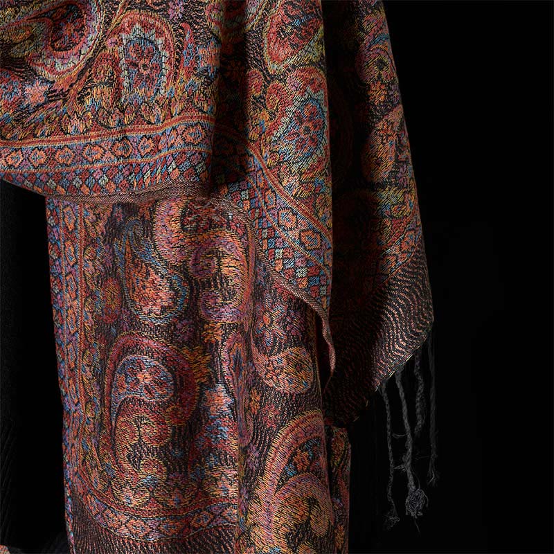 Buddha Stones Wiosenny Fioletowy Szal z Kwiatem Nerkowca Wzór Chwost Miękki Szal - image 5