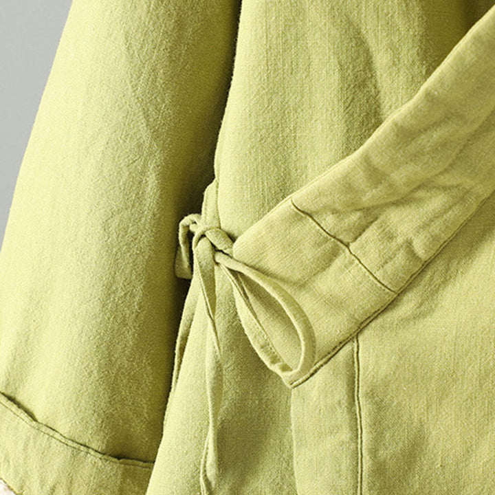 Kurtka damska z długim rękawem z bawełny z Buddha Stones i sznurkiem do medytacji zen - image 4