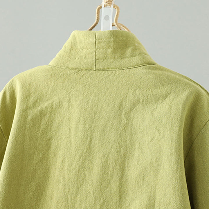 Kurtka damska z długim rękawem z bawełny z Buddha Stones i sznurkiem do medytacji zen - image 3