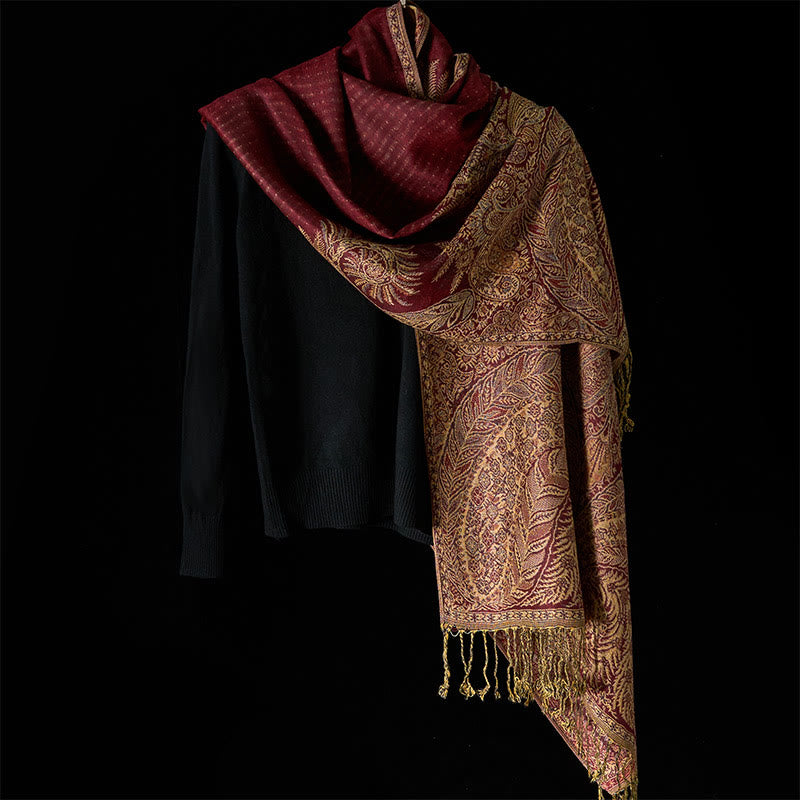 Buddha Stones, wiosenne, długie liście, kwiaty, wzór, frędzle, miękki szalik - image 13