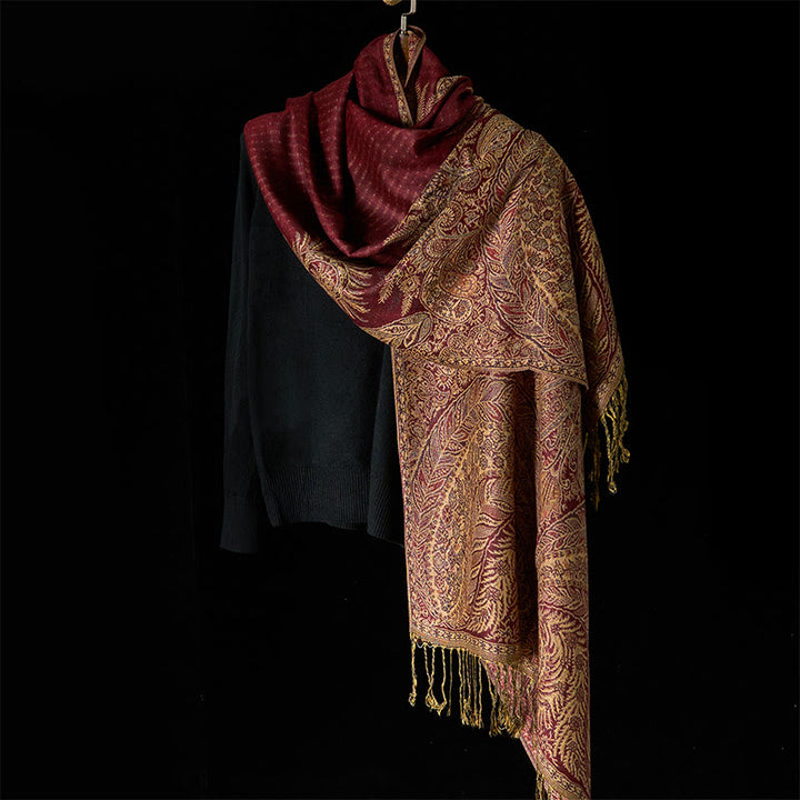 Buddha Stones, wiosenne, długie liście, kwiaty, wzór, frędzle, miękki szalik - image 14