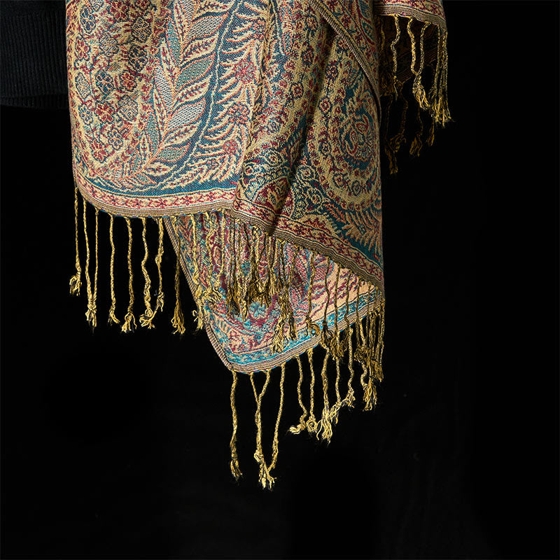 Buddha Stones, wiosenne, długie liście, kwiaty, wzór, frędzle, miękki szalik - image 11