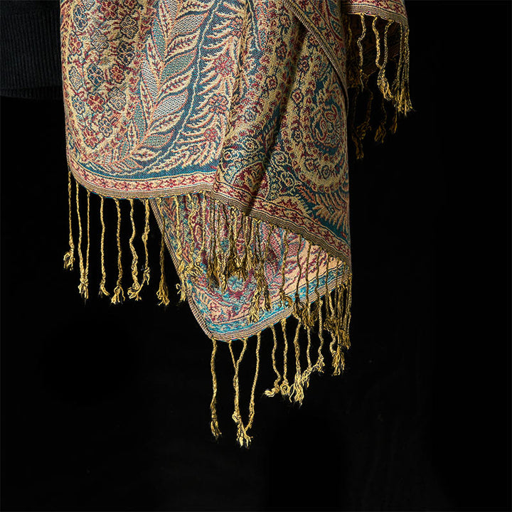 Buddha Stones, wiosenne, długie liście, kwiaty, wzór, frędzle, miękki szalik - image 11