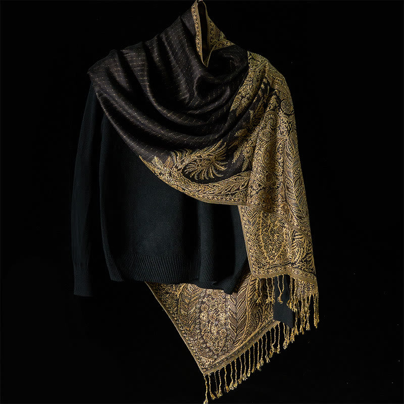 Buddha Stones, wiosenne, długie liście, kwiaty, wzór, frędzle, miękki szalik - image 6