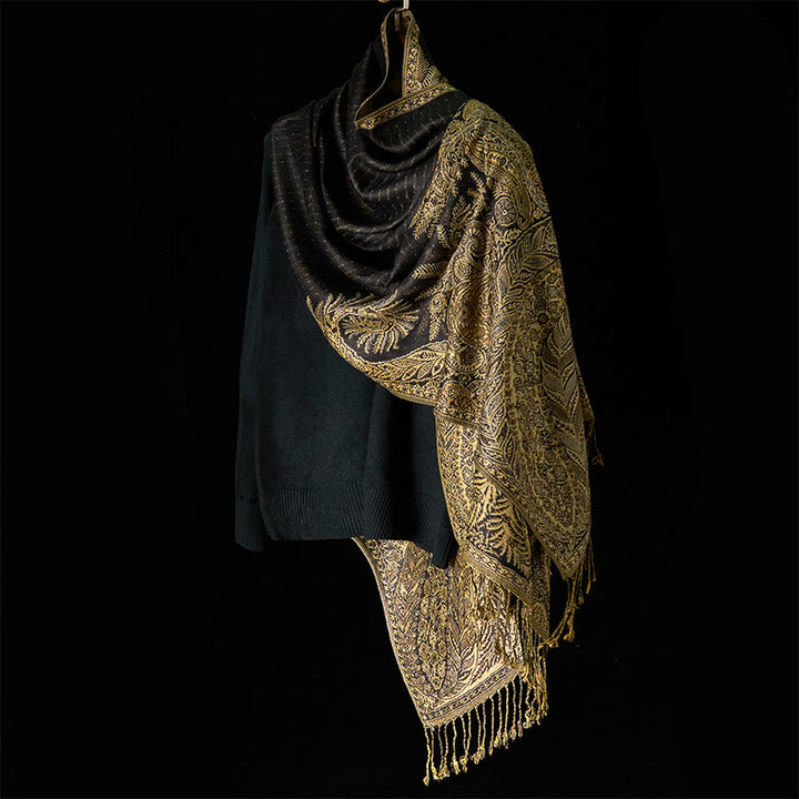 Buddha Stones, wiosenne, długie liście, kwiaty, wzór, frędzle, miękki szalik - image 7