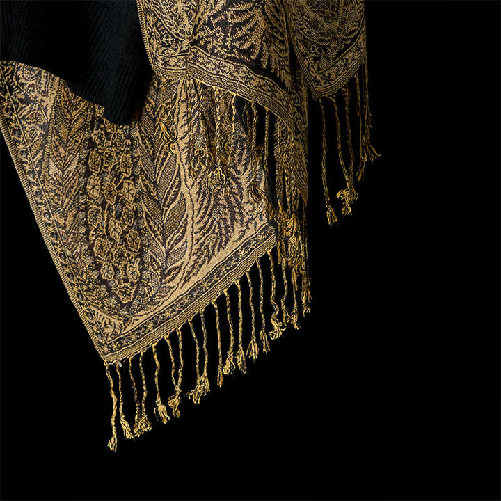 Buddha Stones, wiosenne, długie liście, kwiaty, wzór, frędzle, miękki szalik - image 10