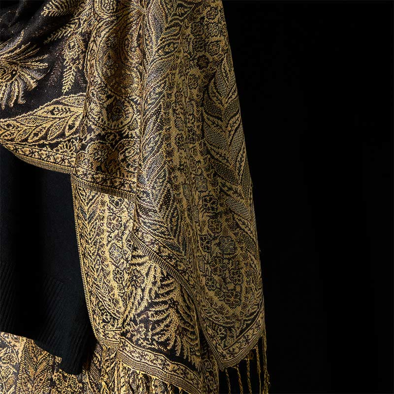 Buddha Stones, wiosenne, długie liście, kwiaty, wzór, frędzle, miękki szalik - image 9