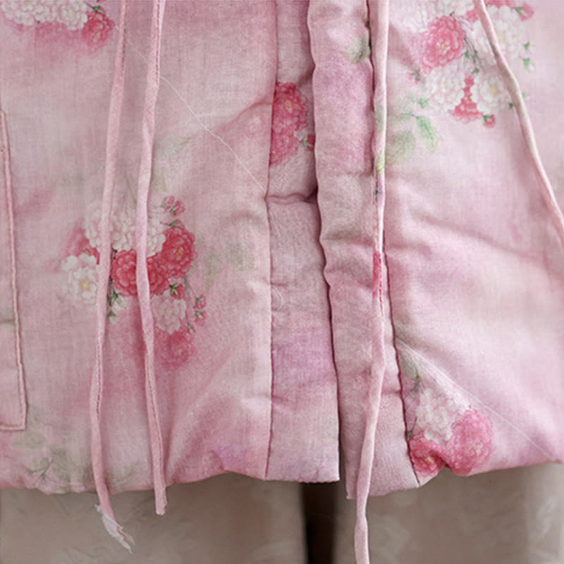 Kurtka damska z długim rękawem, bawełniana, ocieplana, z nadrukiem w kwiaty i Buddha Stones - image 9