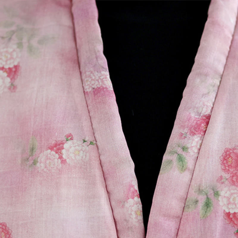 Kurtka damska z długim rękawem, bawełniana, ocieplana, z nadrukiem w kwiaty i Buddha Stones - image 7