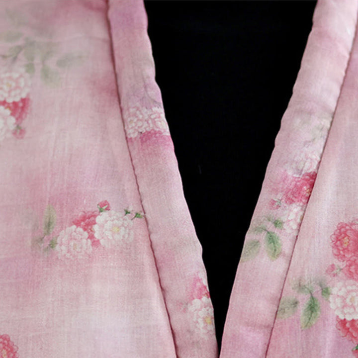 Kurtka damska z długim rękawem, bawełniana, ocieplana, z nadrukiem w kwiaty i Buddha Stones - image 7