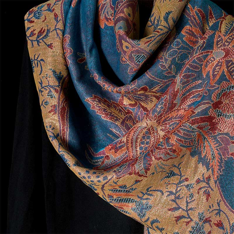 Buddha Stones Wiosenne Czerwone Kwiaty Liście Winorośl Wzór Chwost Miękki Szal - image 3