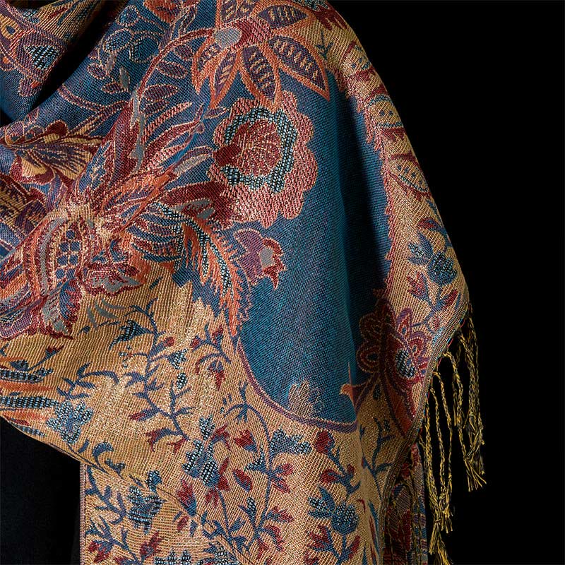 Buddha Stones Wiosenne Czerwone Kwiaty Liście Winorośl Wzór Chwost Miękki Szal - image 4