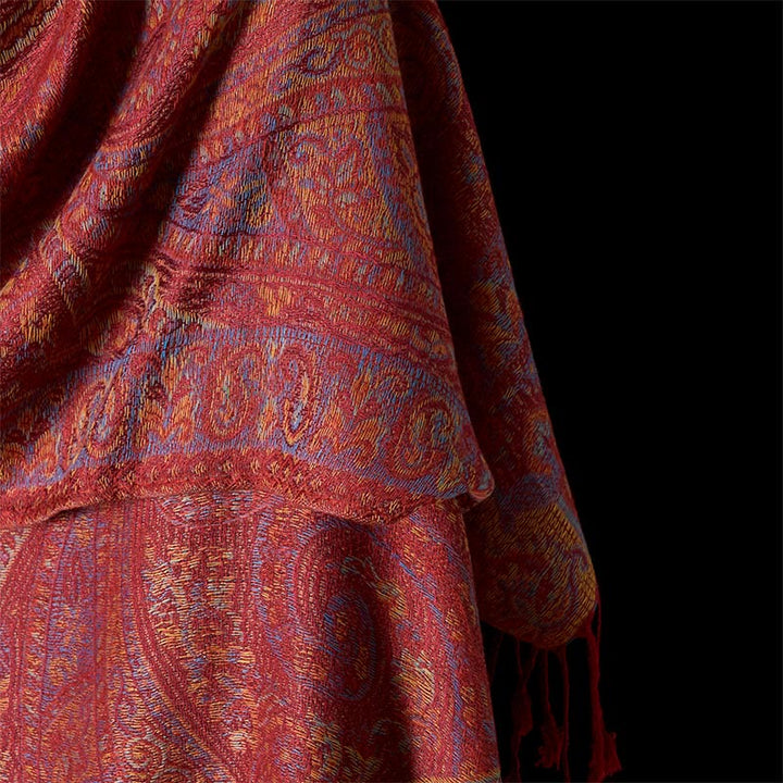 Buddha Stones Wiosenny Wzór Pasków Kwiatów Nerkowca Przytulny Szal z Frędzlami - image 4