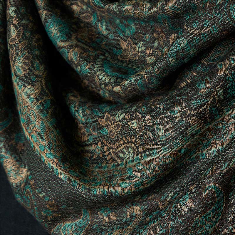 Buddha Stones Wiosenny Zielony Kwiat Nerkowca Geometryczny Wzór Pasków Chwost Przytulny Szalik - image 4