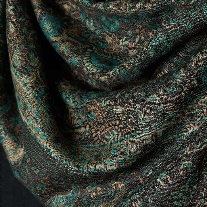 Buddha Stones Wiosenny Zielony Kwiat Nerkowca Geometryczny Wzór Pasków Chwost Przytulny Szalik - image 4