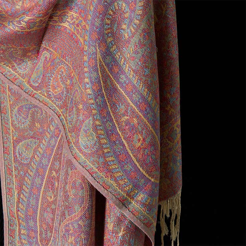 Buddha Stones Wiosna Czerwony Różowy Kwiat Nerkowca Geometryczny Wzór Pasków Chwost Przytulny Szalik - image 9